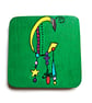Up cycled wooden green letter C coaster