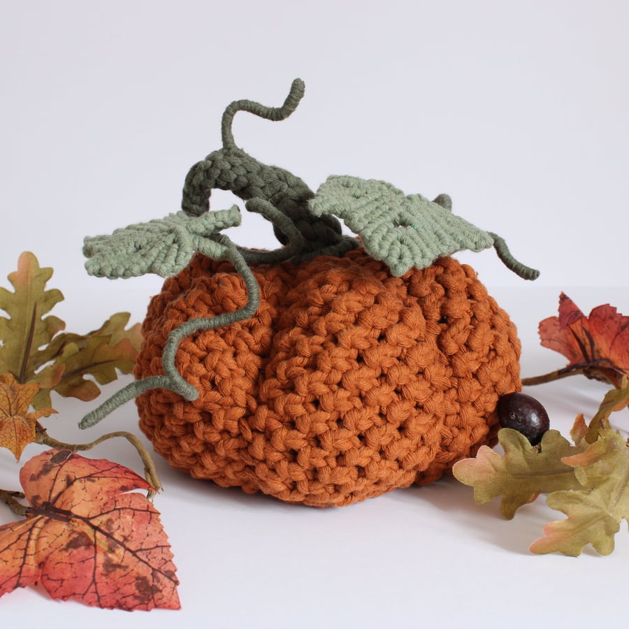 macrame pumpkin, autumn decoration, Halloween pumpkin