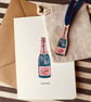 Champagne Bottle Greeting Card and ornament Gift Set 