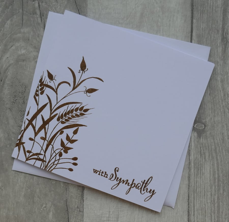 Brown Embossed Wheat - With Sympathy Card