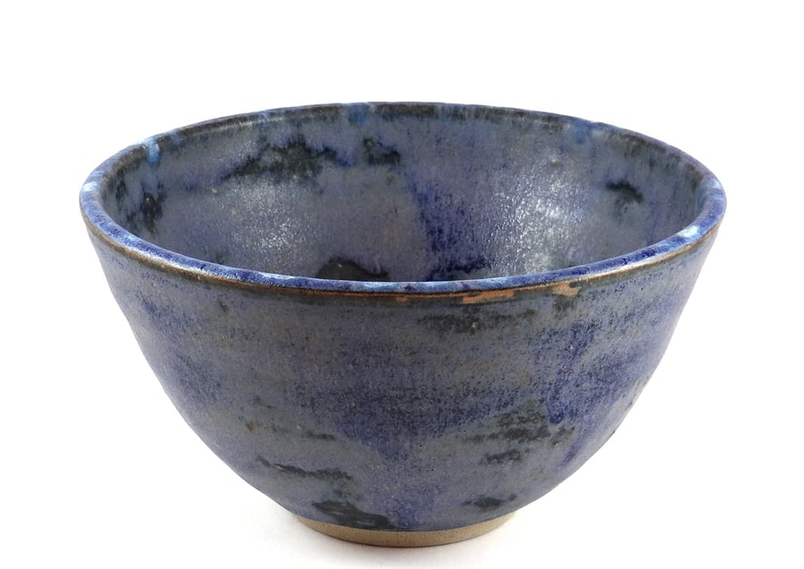 Rustic ceramic bowl in shades of blue and sea-green - handmade stoneware pottery