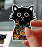 Jerry Cat Sticker, Black Cat Waterproof Sticker, Vinyl Decal, Tattoo Lovers Gift - Image 1