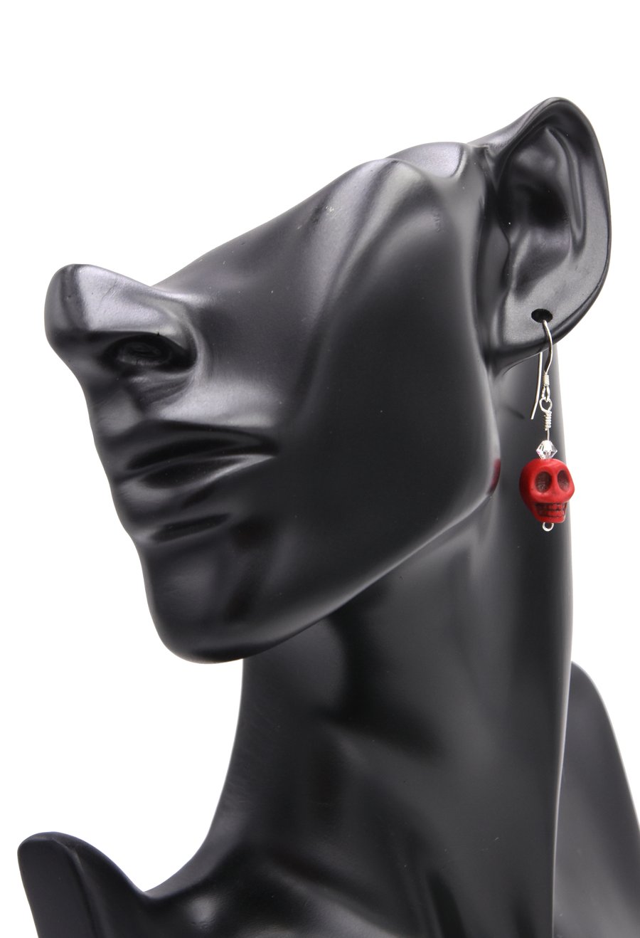 Howlite skulls; skull earrings; rock'n'roll earrings; Sterling silver findings