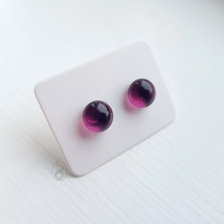 Fused Glass Stud Earrings - Amethyst