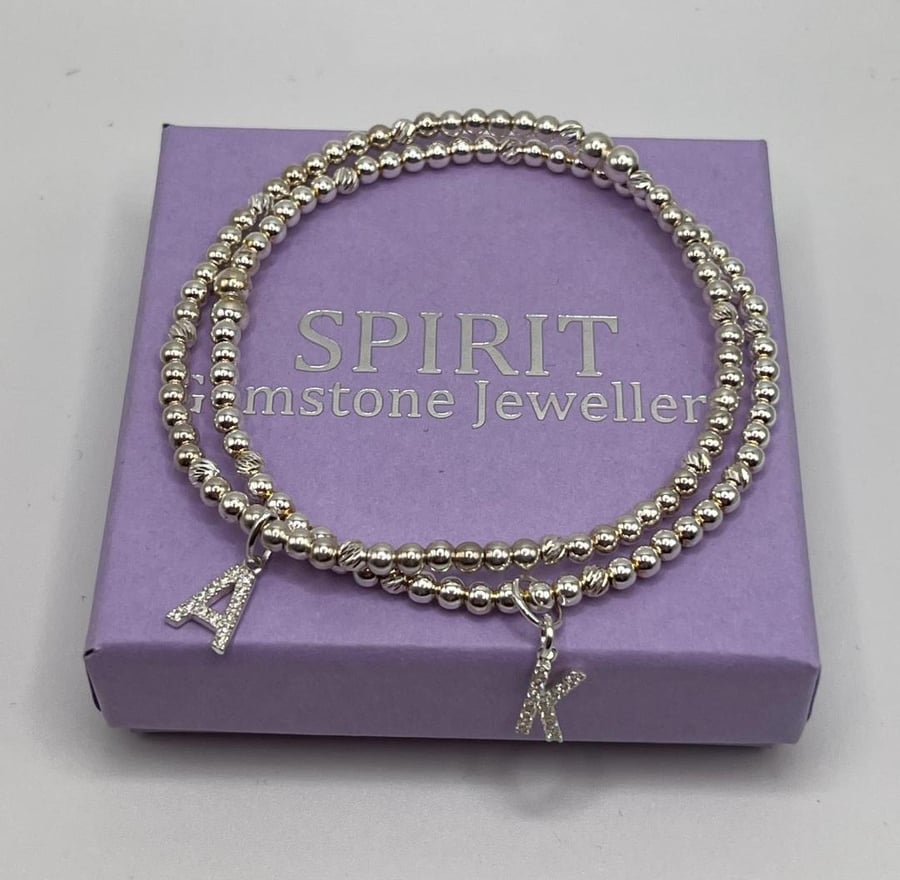 Sterling Silver Letter Charm Bracelets