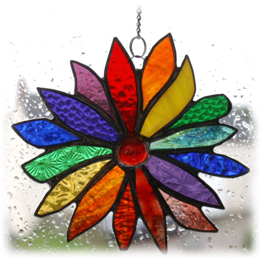Rainbow Flower Stained Glass Suncatcher