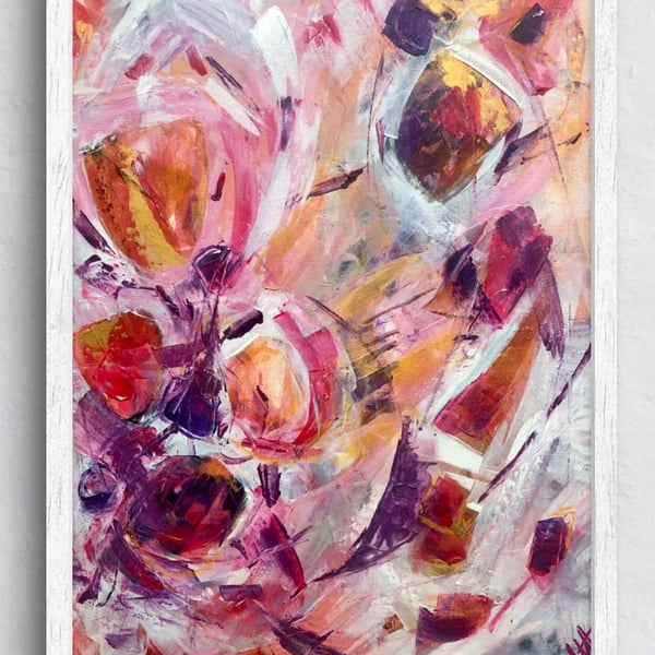 Abstract Original Painting on Canvas, with Gold Details, 30x40cm 