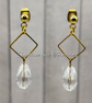 Gold Czech Crystal Teardrop Earrings – Handmade Geometric Jewellery. - Image 2
