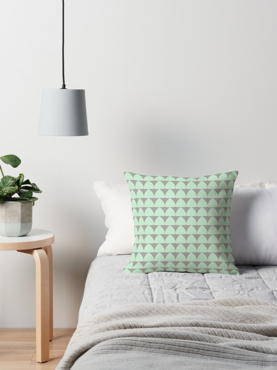 Mint and Grey Triangles Cushion Cover 16 inch