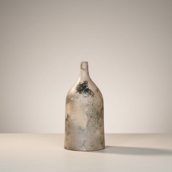 Handmade ornamental ceramic bottle 