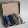 Carded Corriedale wool slivers selection - "stone" letterbox pack