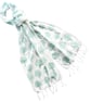 Handprinted Organic Cotton Trees Long Scarf Tassles Lime Grass Green             - Image 7