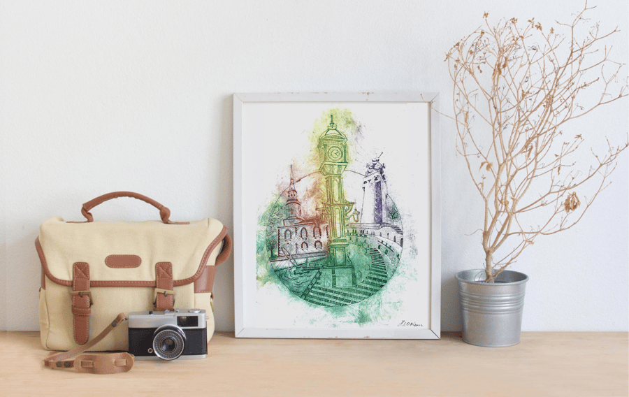 Best of the Jewellery Quarter- A4 collagraph giclée print.