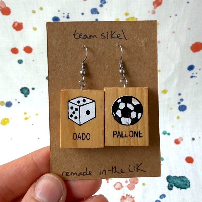 Alphabet Abacus Dado Pallone Earrings - Dice Ball - Old Stock - Super Seconds