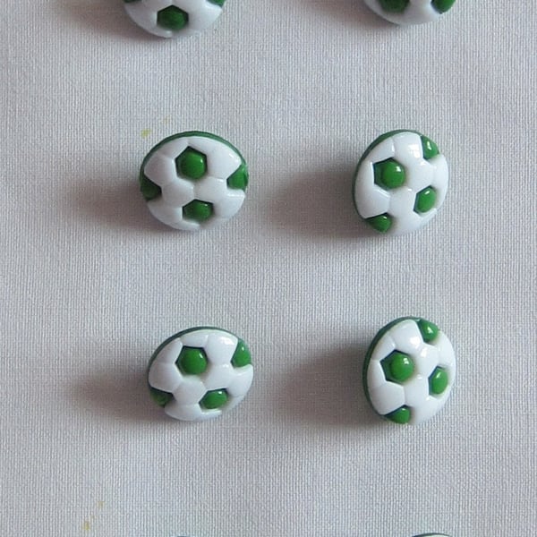 10 Green and White Football Buttons