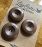 3 Vintage Chunky Brown Buttons - 42mm - Image 1