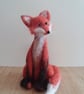 Seated fox, needle felt sculpture