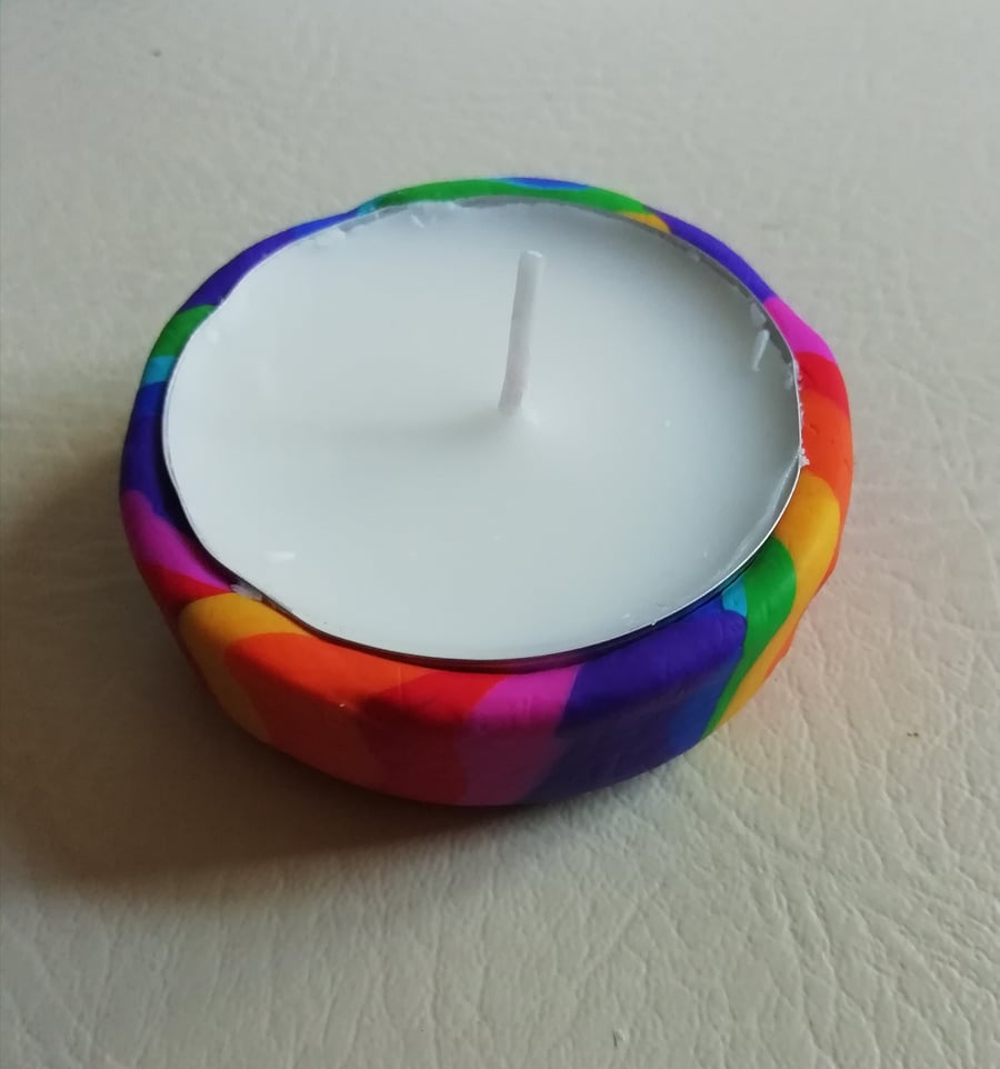 Rainbow pride clay jumbo tealight