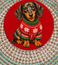Christmas Dachshund Coaster – Festive Sausage Dog Gift 