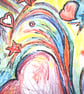 Surreal love hearts and stars, color pencil & pen drawing.   - Image 5