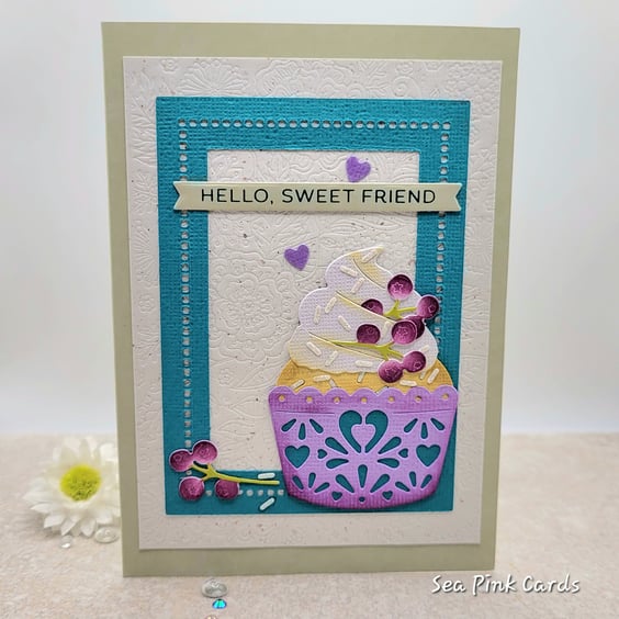 Friend Greeting Card - friendship blank cards cupcake birthday thinking of you