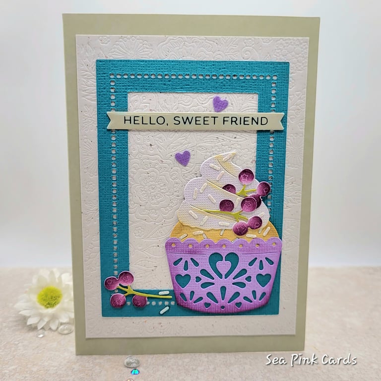 Friend Greeting Card - friendship 3D blank card cupcake birthday thinking of you