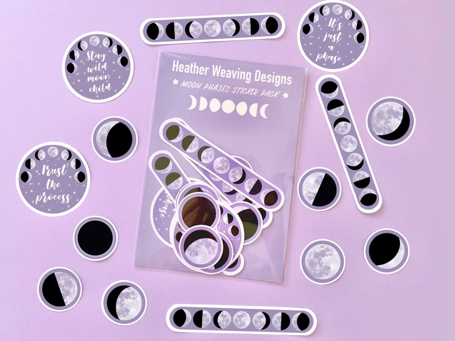 Moon Phases Die Cut Sticker Pack