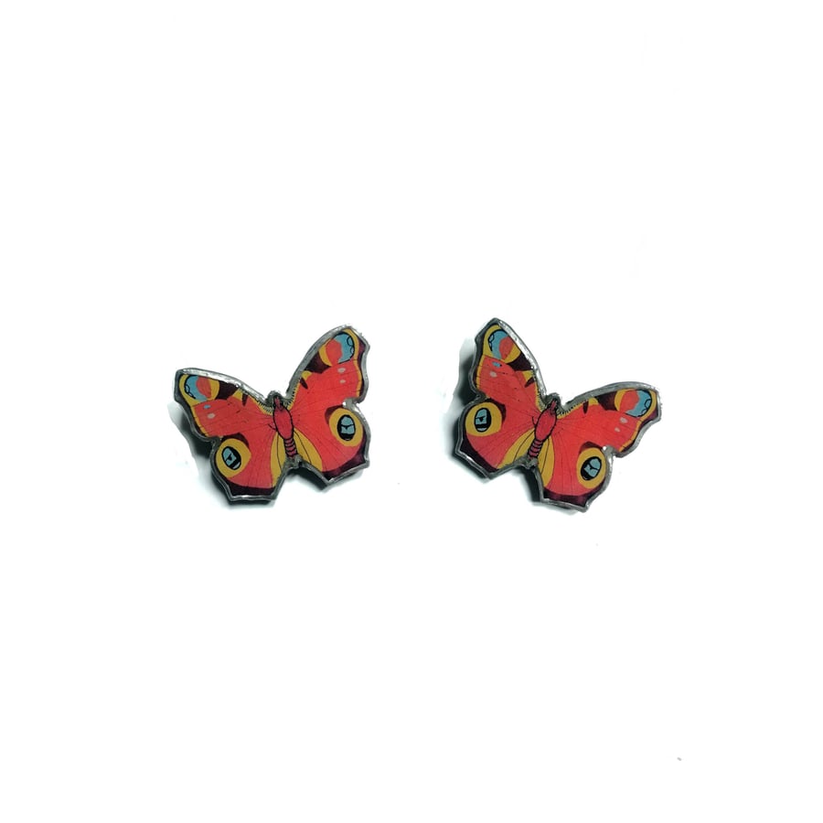 Beautiful bright Retro Winging it Butterfly resin Ear Studs by EllyMental