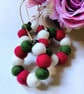 Felt Ball Mini Wreath Hanging Decorations, Set of 3, Christmas Colours. - Image 2