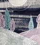 Textile Art, Embroidered Art, Mounted Wall Art - Moonlit Cottage - Image 7