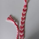 Handmade Pink Friendship Bracelet – Chevron Pattern – Adjustable Tie Bracelet