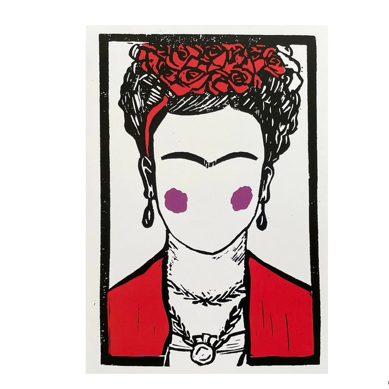 Frida Kahlo greetings card (red)