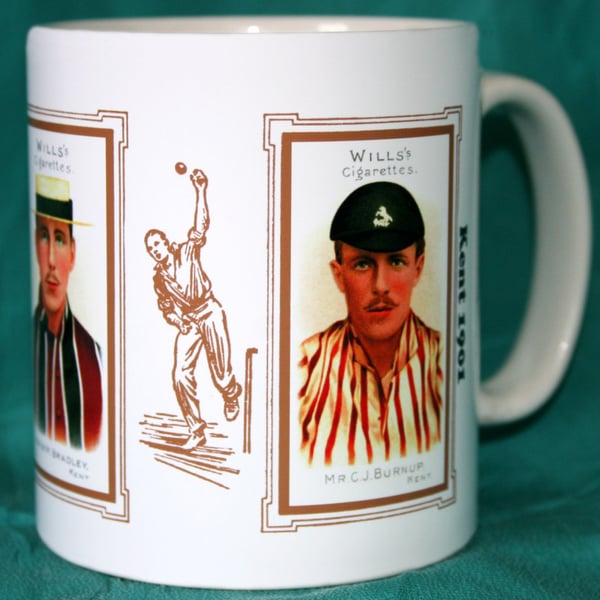Cricket mug Kent 1901 county players vintage design mug