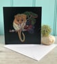 'Bramble Gatherer', dormouse, 14.5cm square wildlife art greetings card.