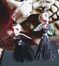 Gothic Black Tassel Skull Angel Statement Earrings - Image 3