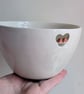 Ceramic robin bird couple bowl with heart, Perfectly Imperfect 
