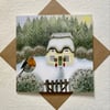 Woodland Cottage, blank greetings card