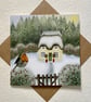 Woodland Cottage, blank greetings card