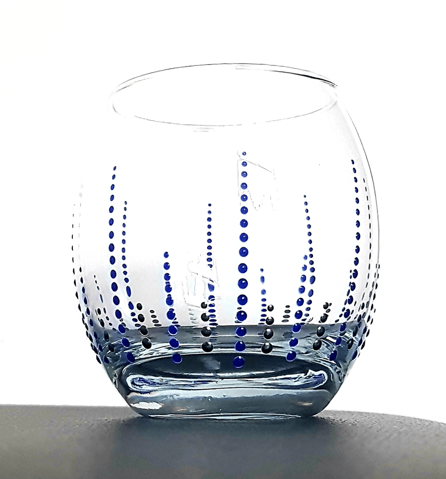 Hand Painted Stemless Glass Tumbler 'The Crown'