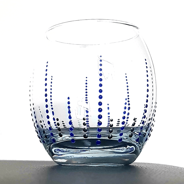 Hand Painted Stemless Glass Tumbler 'The Crown'
