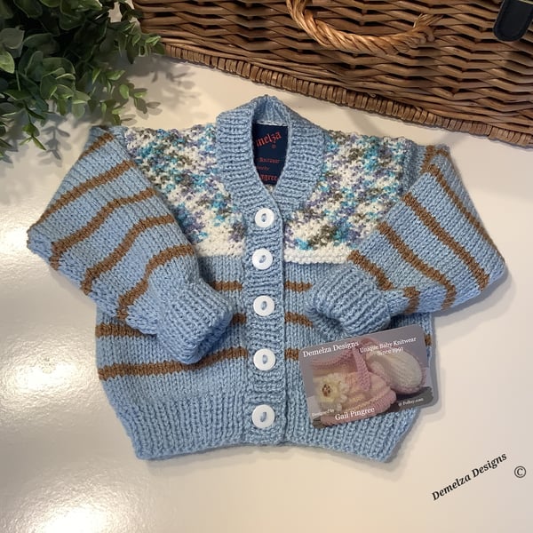 Hand Knitted Baby Boy's Designer Cardigan  3-9 months size