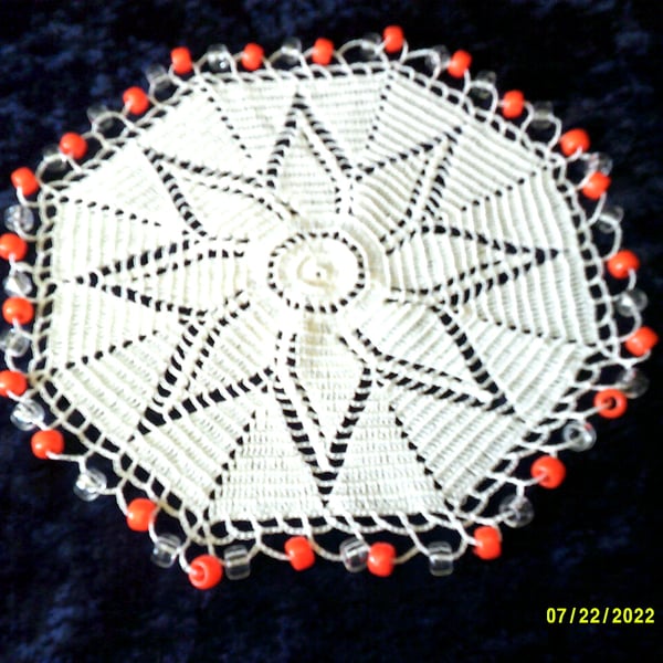 Jug Cover with Orange and Clear Beads