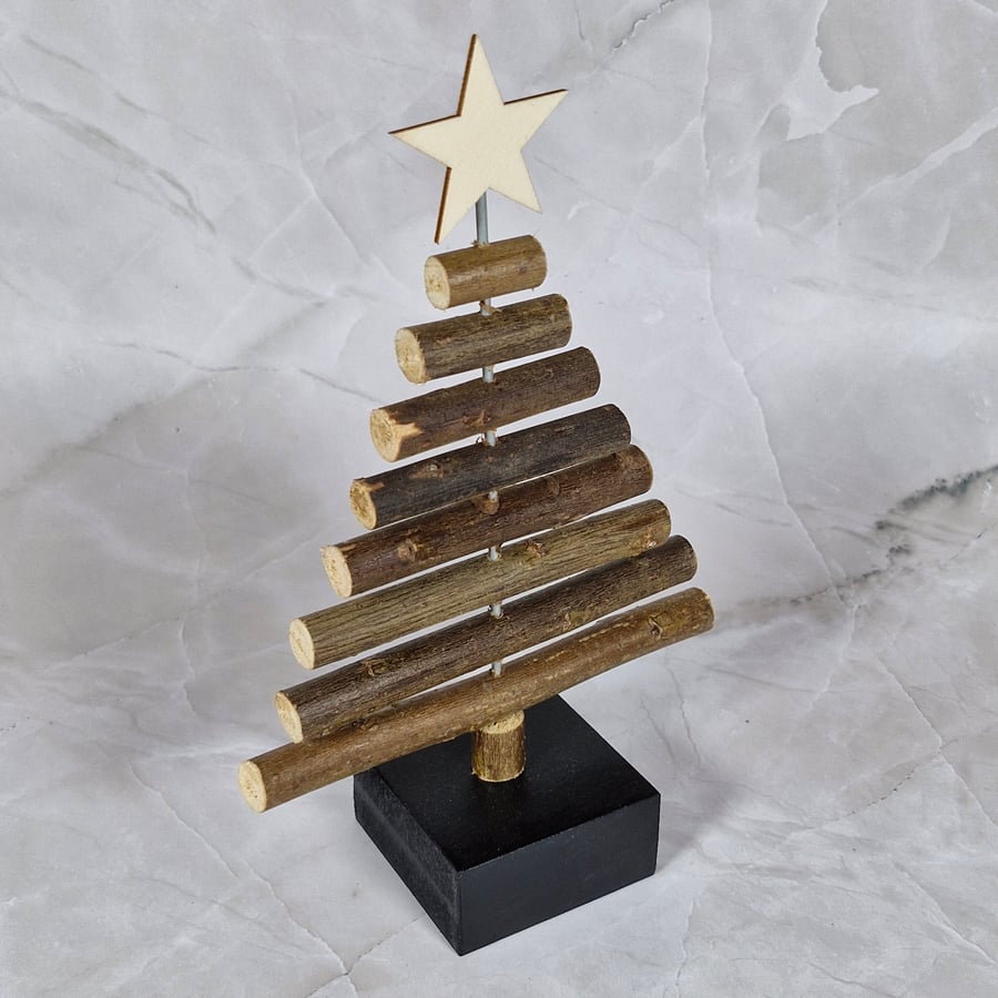 Small Free Standing Wooden Christmas Tree Decoration