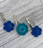 Set of 3 flower hair clips, girls hair slides in blue - Image 3