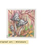 Magpie Inkcap Mushrooms, original art miniature, small artwork - Image 2