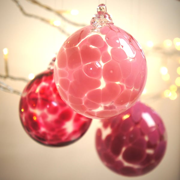 Pink Handmade Blown Glass Bauble