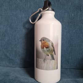 Robin 600ml White Aluminium Water Bottle