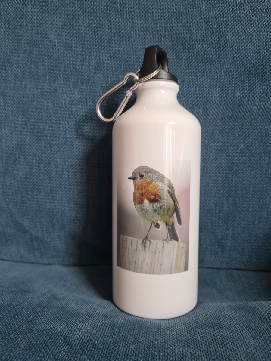 Robin 600ml White Aluminium Water Bottle