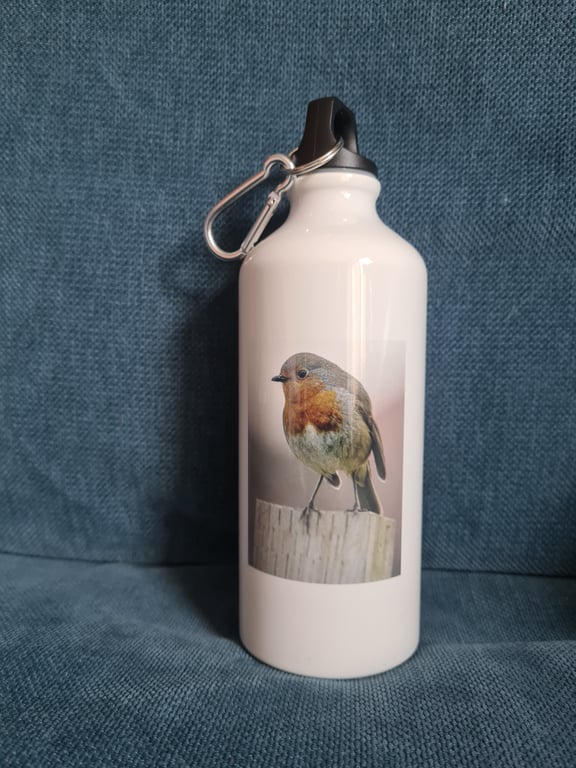 Robin 600ml White Aluminium Water Bottle