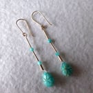 Amazonite Carved Teardrop and Sterling Silver Earrings